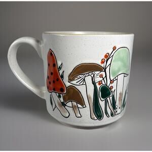 Spectrum Embossed Mushrooms Beige Speckled Stoneware Coffee Mug